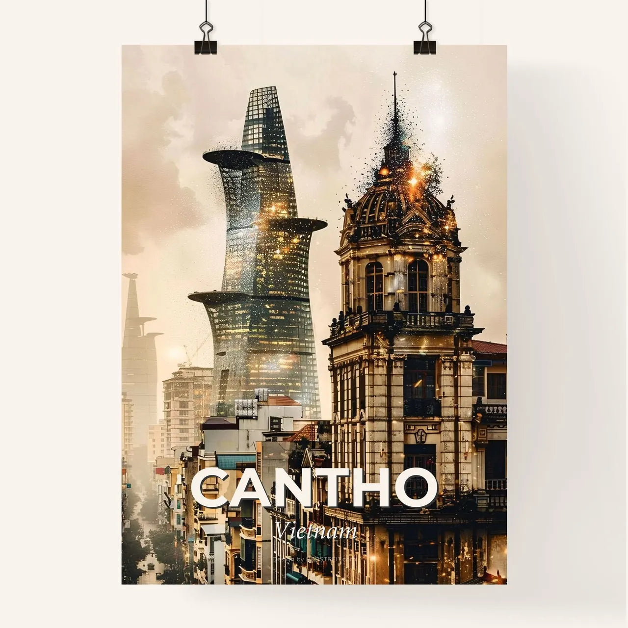 Can Tho Skyline Double Exposure Cityscape Poster Poster