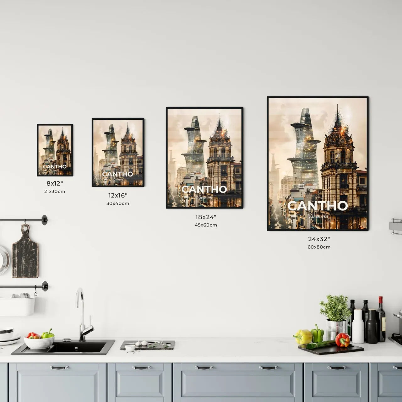 Can Tho Skyline Double Exposure Cityscape Poster Office Art