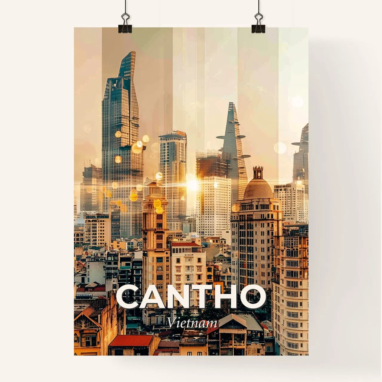 Cantho City Skyline Architectural Sunset Realism Art Print Poster