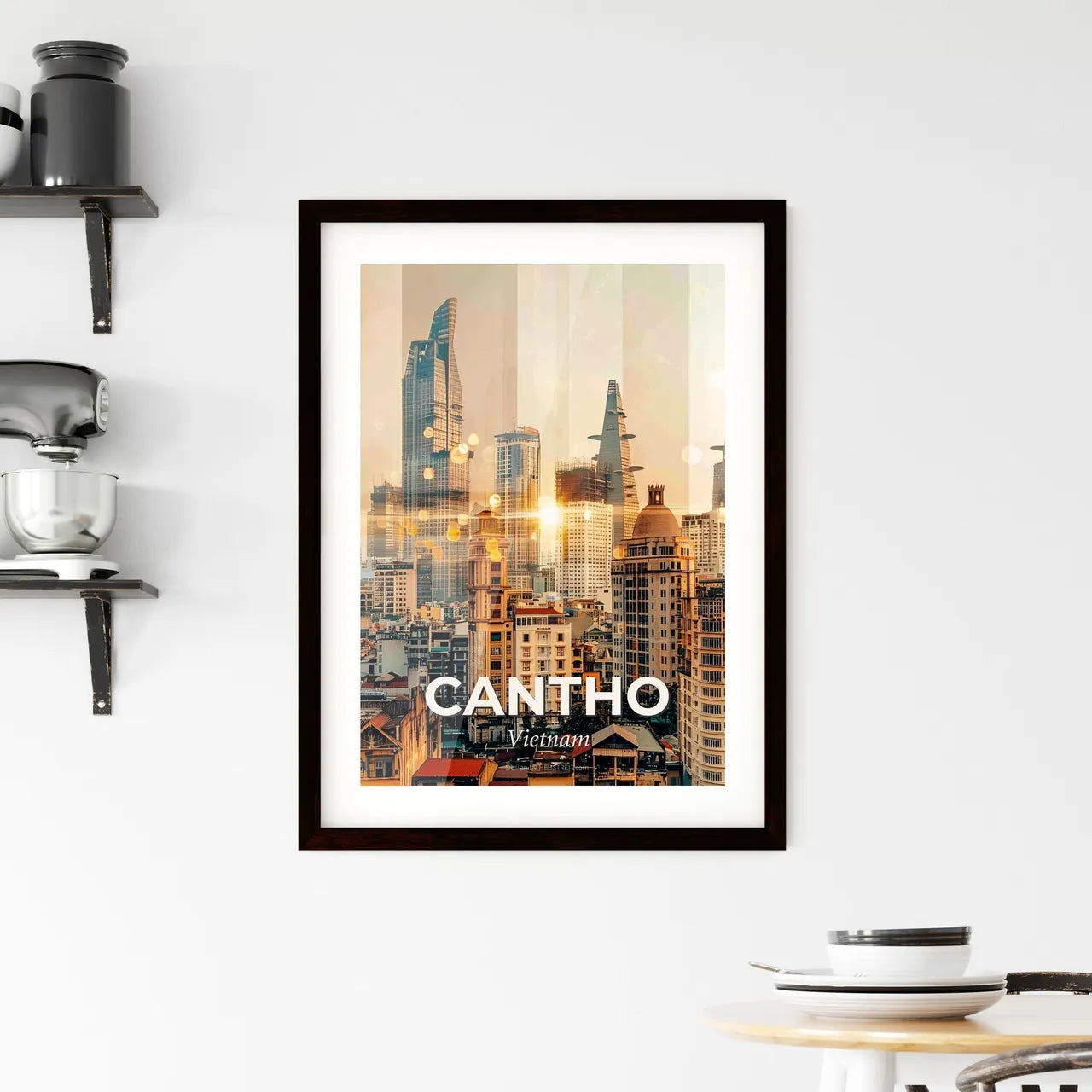 Cantho City Skyline Architectural Sunset Realism Art Print Framed Print