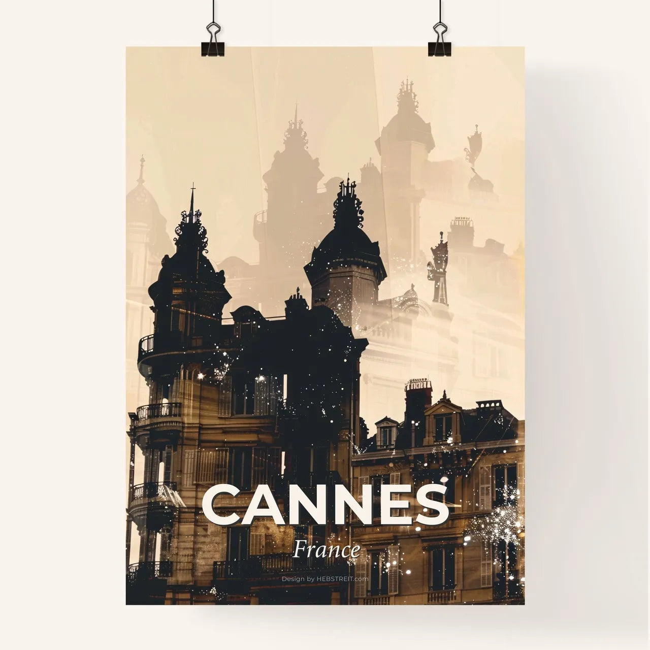 Cannes Skyline Double Exposure Art Composite Poster Poster