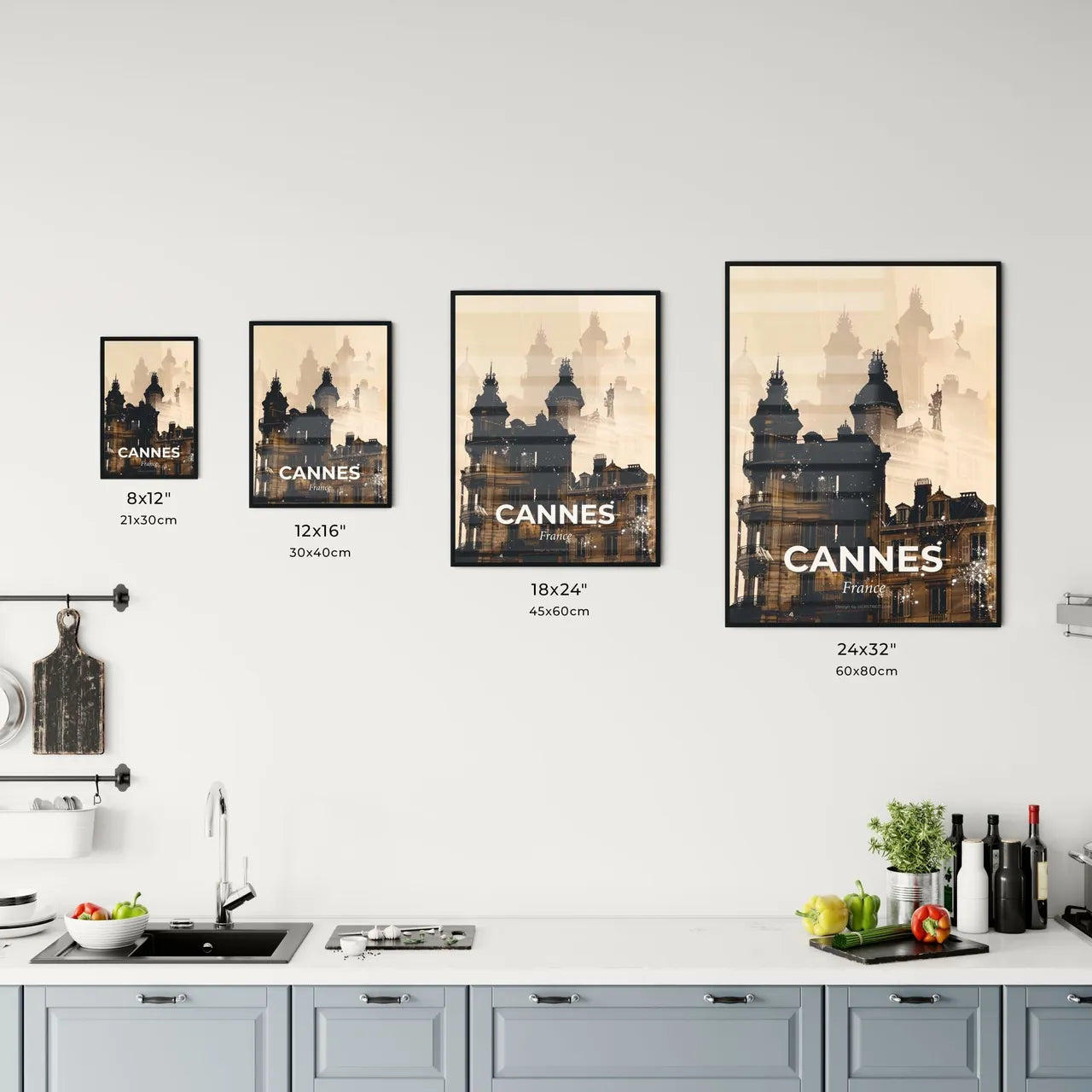 Cannes Skyline Double Exposure Art Composite Poster Office Art