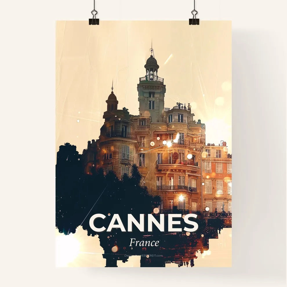 Cannes Skyline Silhouette Art Poster