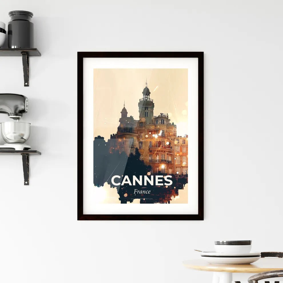 Cannes Skyline Silhouette Art Framed Print