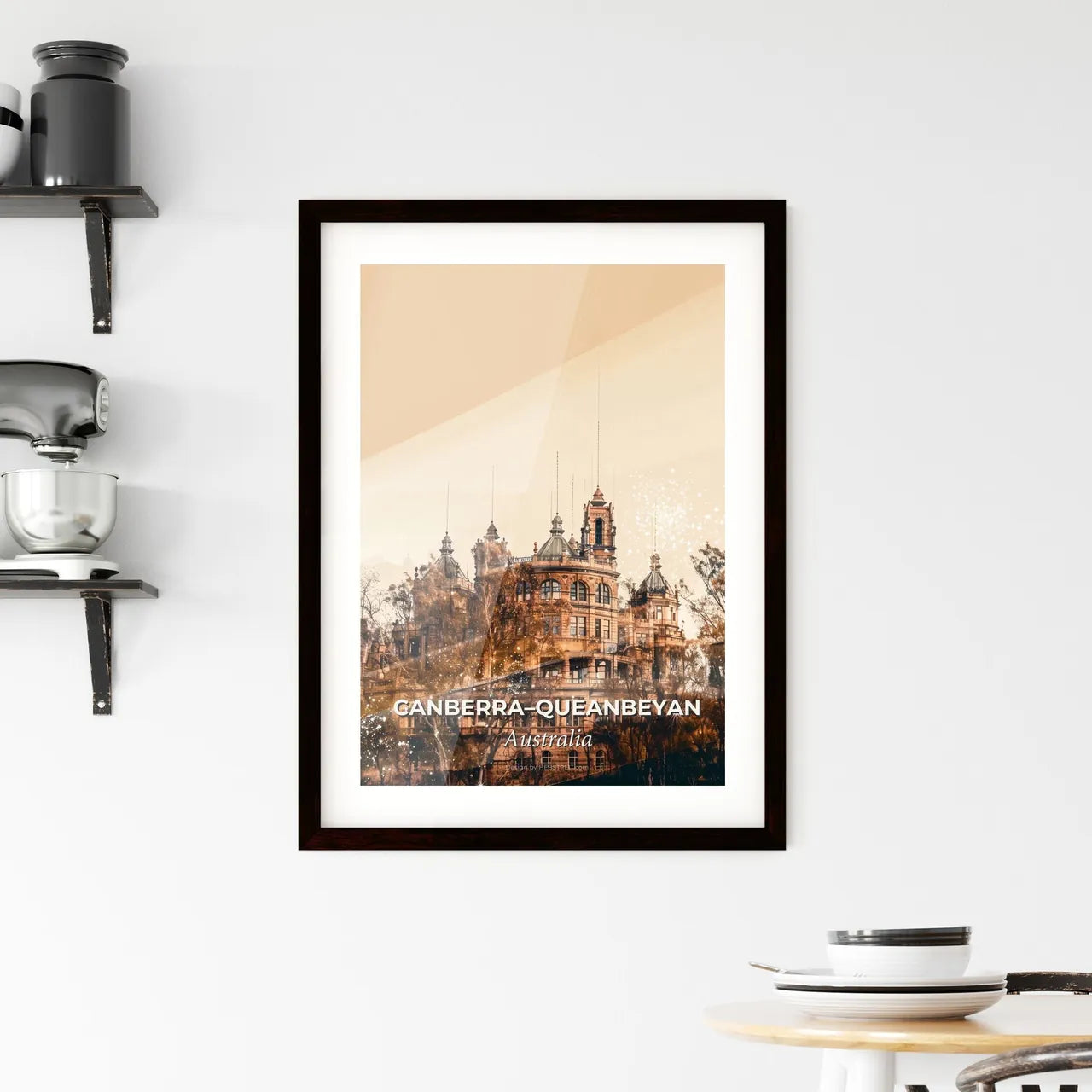 CanberraQueanbeyan Cityscape Composite Skyline Art Poster Framed Print