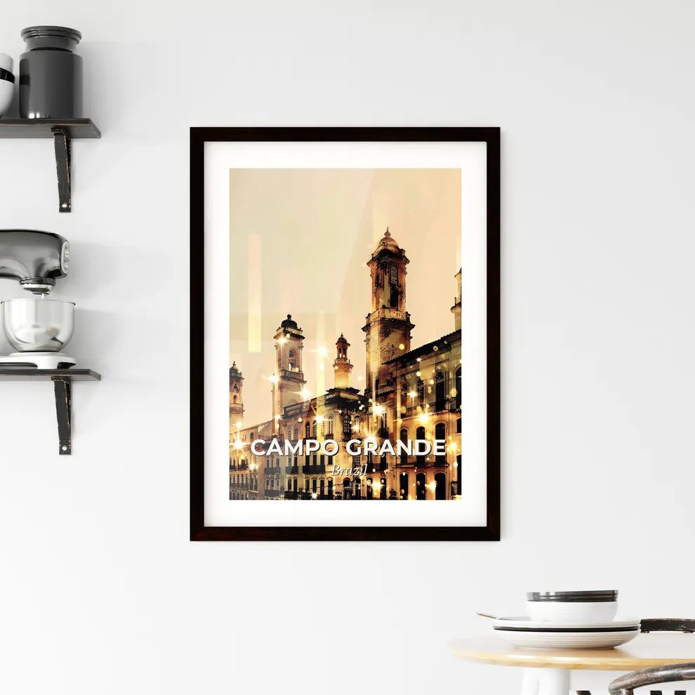 Campo Grande City Skyline Composite Art Poster Framed Print
