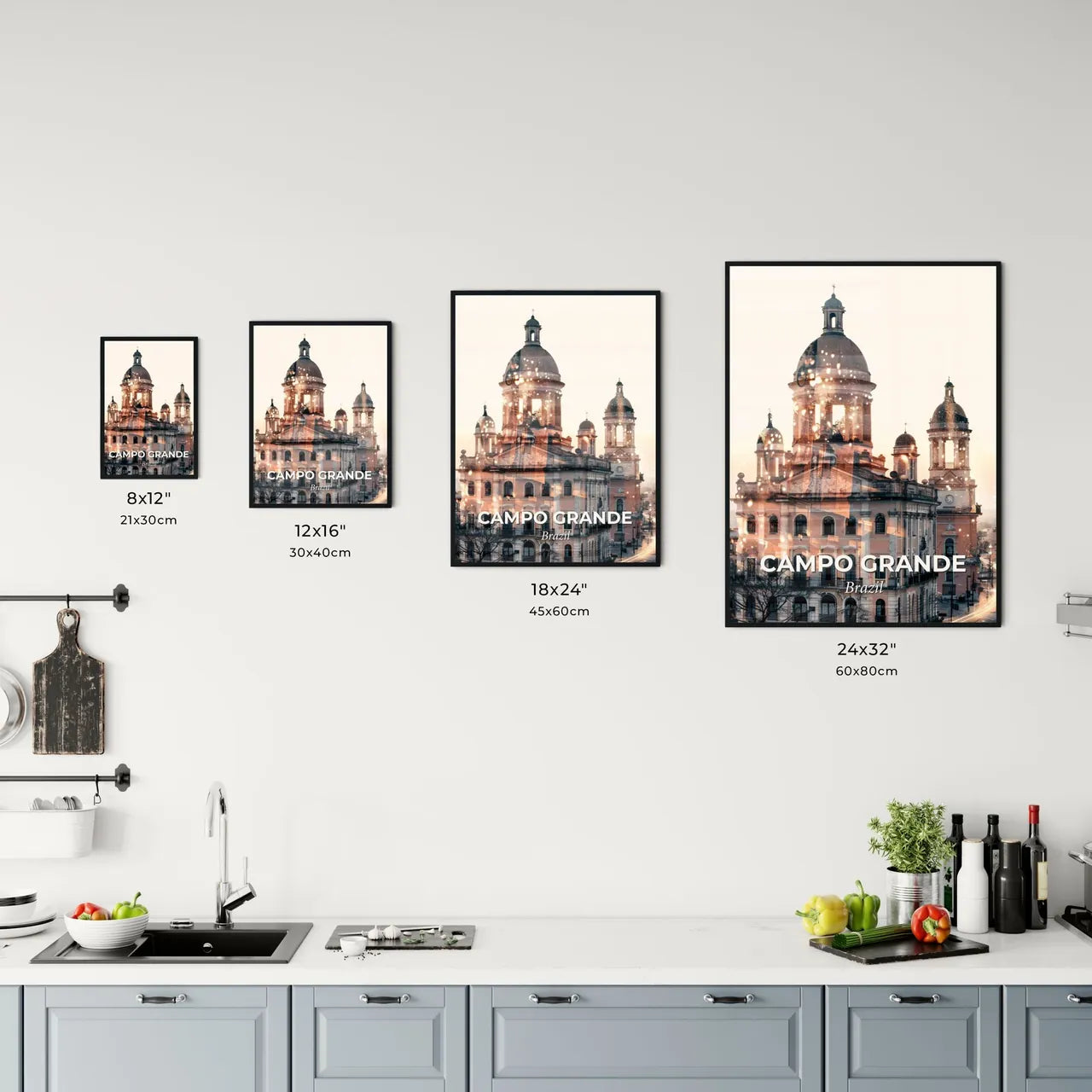 Campo Grande City Skyline Poster with Local Icons Office Art