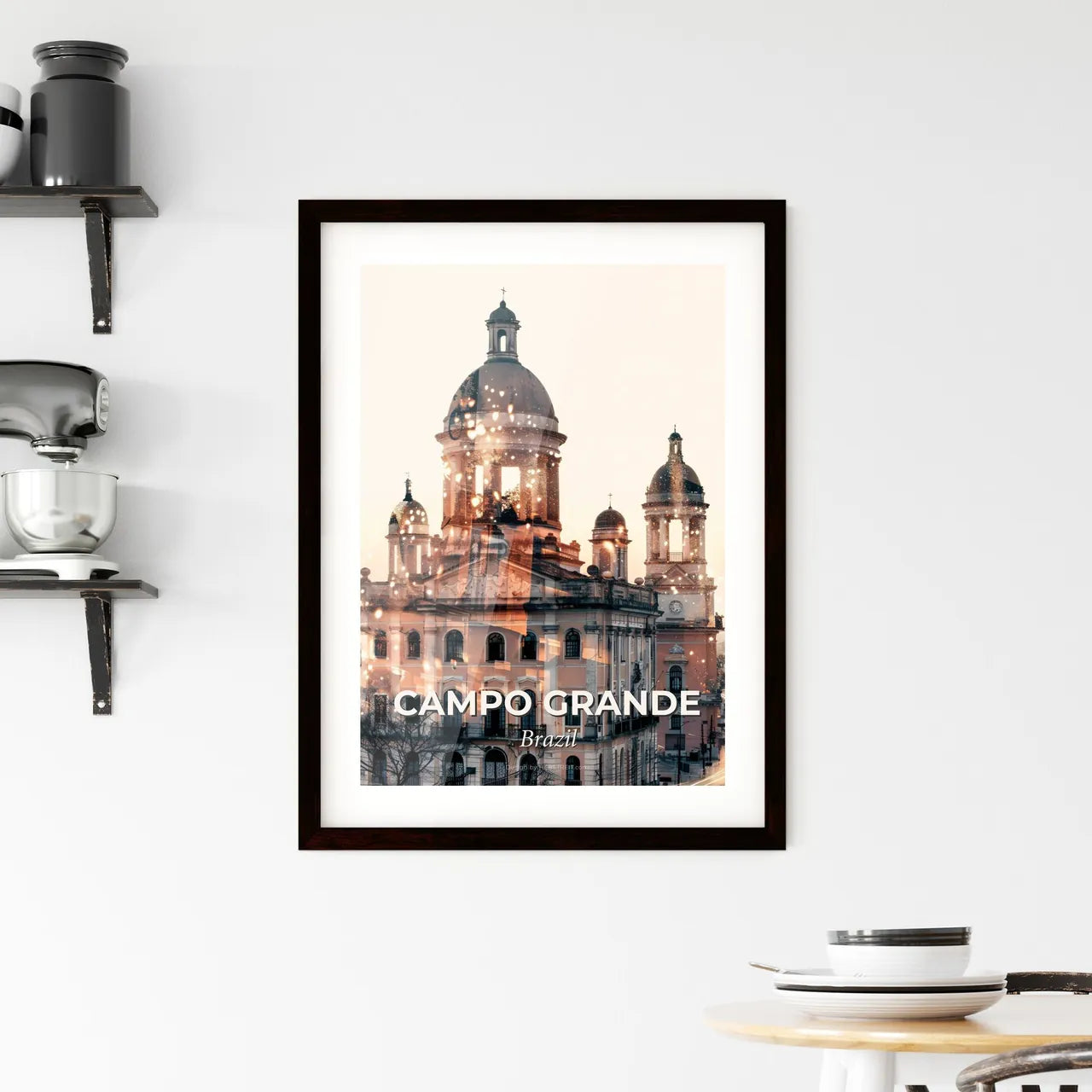 Campo Grande City Skyline Poster with Local Icons Framed Print