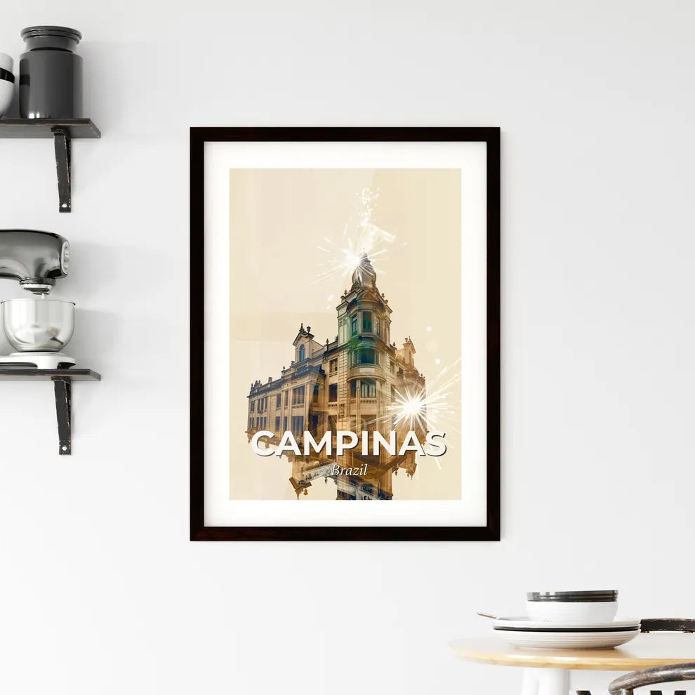 Campinas: Double Exposure Skyline Poster Framed Print