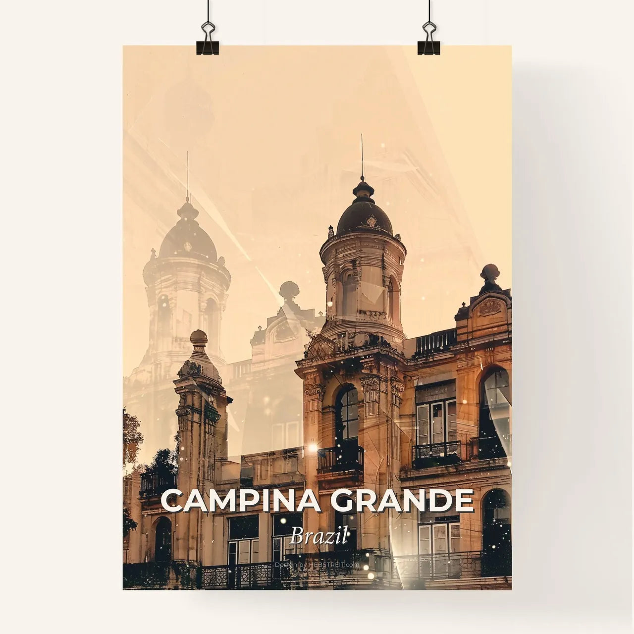 Campina Grande Cityscape Double Exposure Art Poster