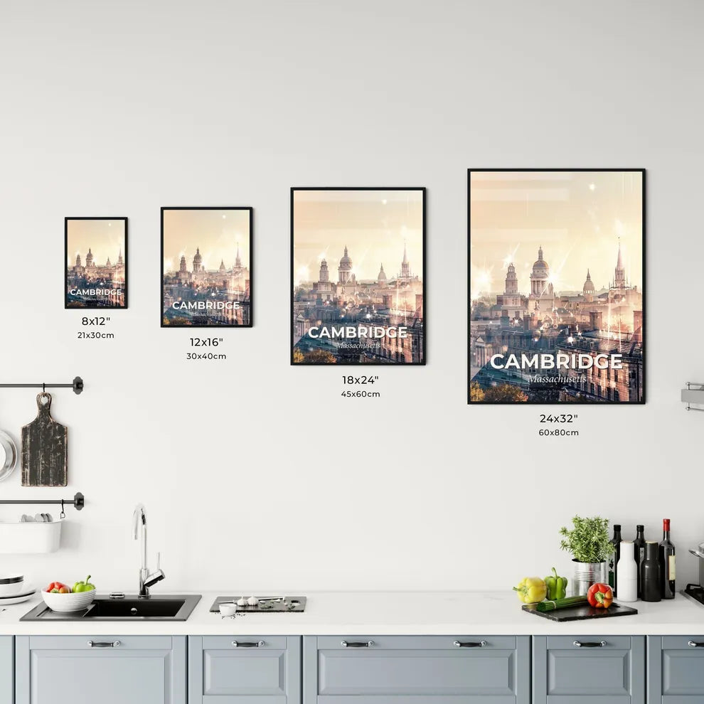 Cambridge Skyline Double Exposure Composite Poster Office Art