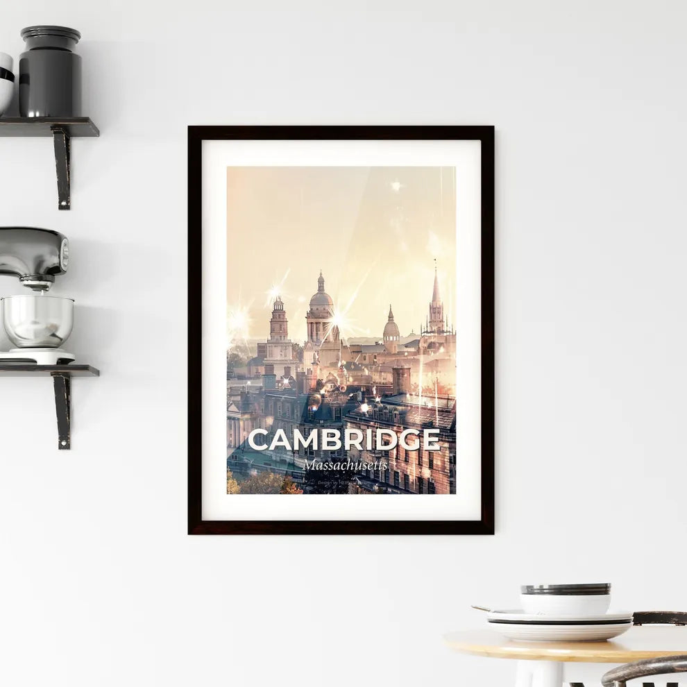 Cambridge Skyline Double Exposure Composite Poster Framed Print