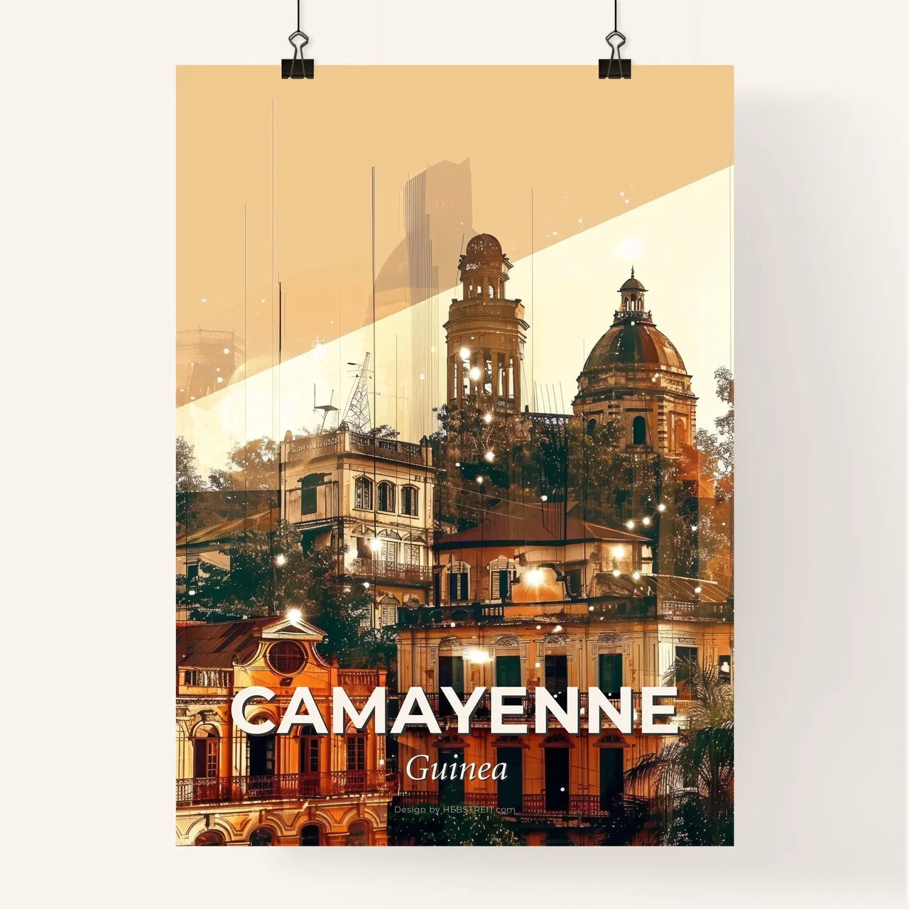 Camayenne Guinea Double Exposure Architectural Skyline Poster Poster
