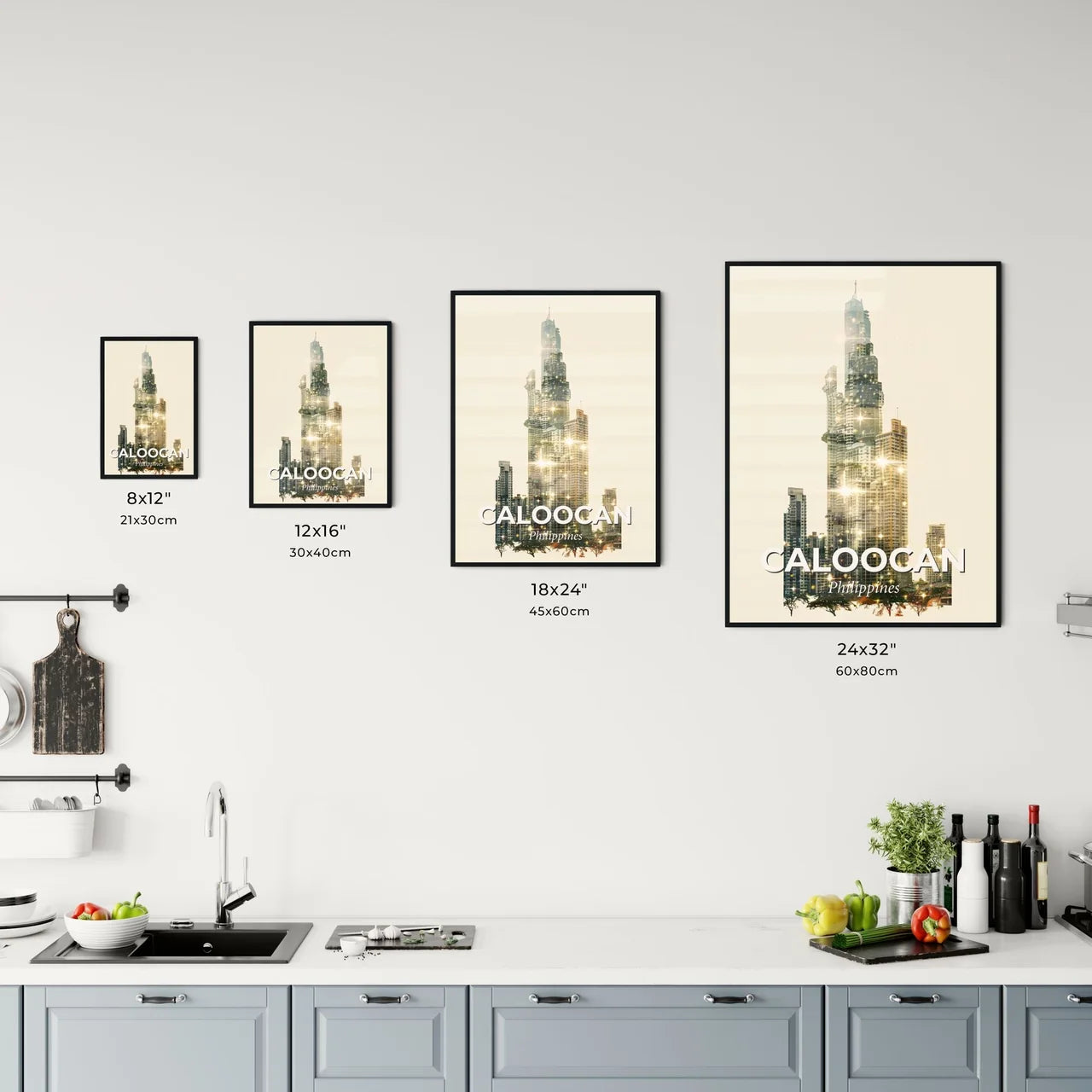 Caloocan City Skyline Double Exposure Poster Art Office Art
