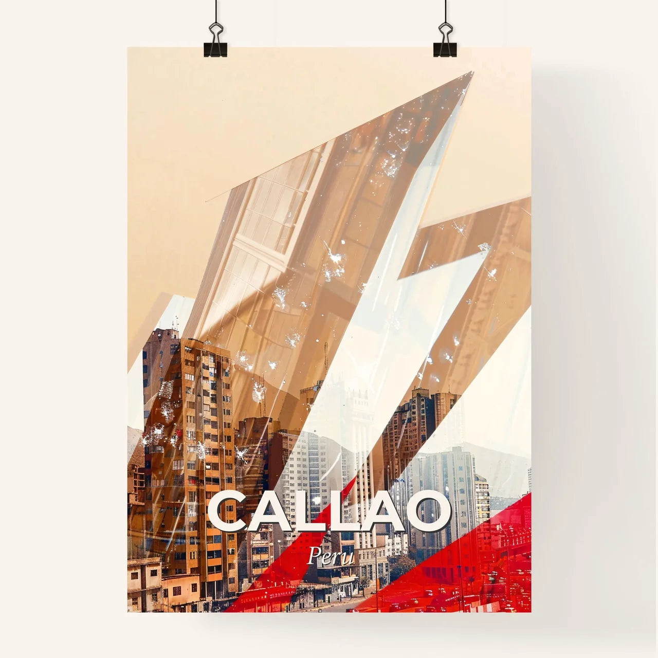 Callao Peru Skyline Double Exposure Art Poster Poster