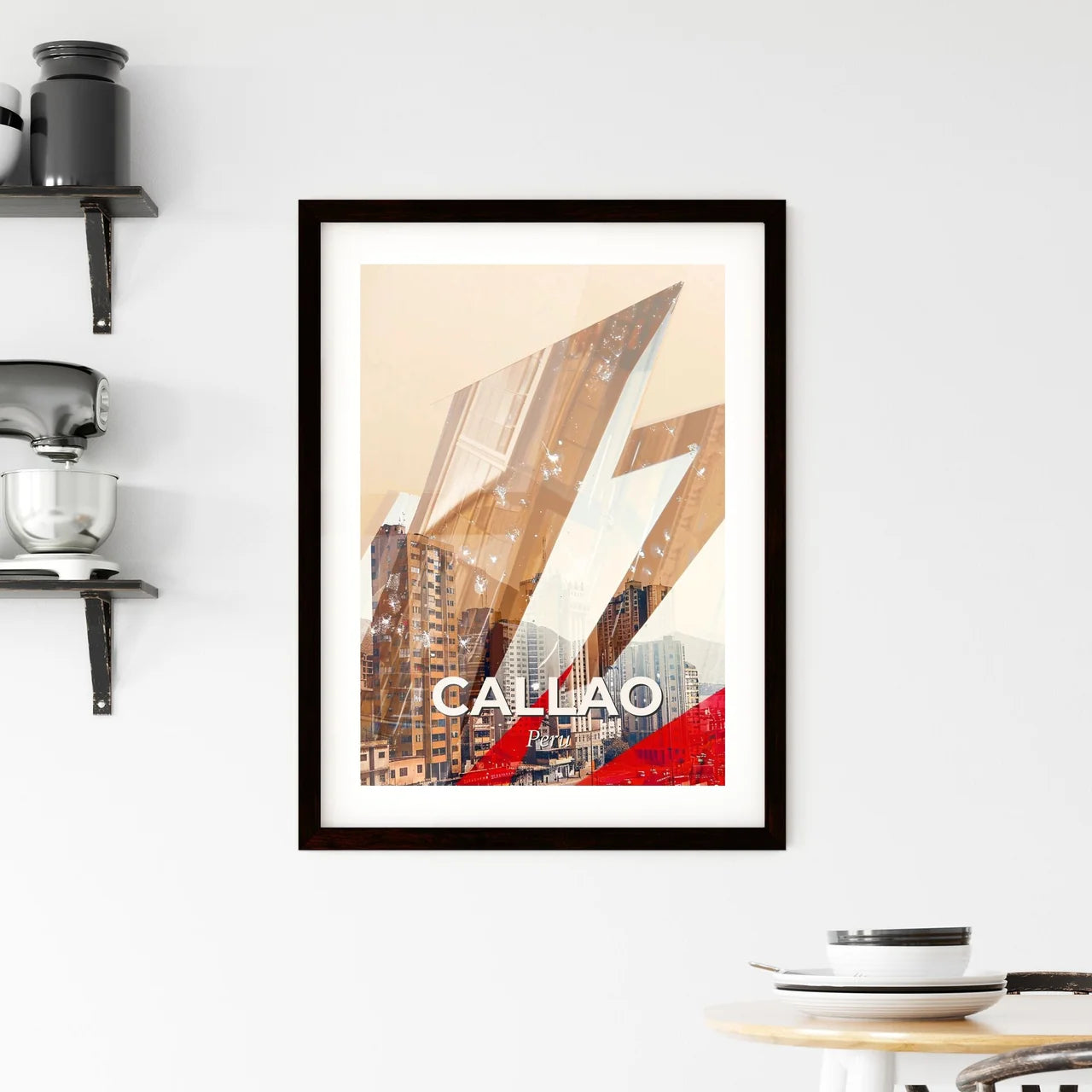 Callao Peru Skyline Double Exposure Art Poster Framed Print