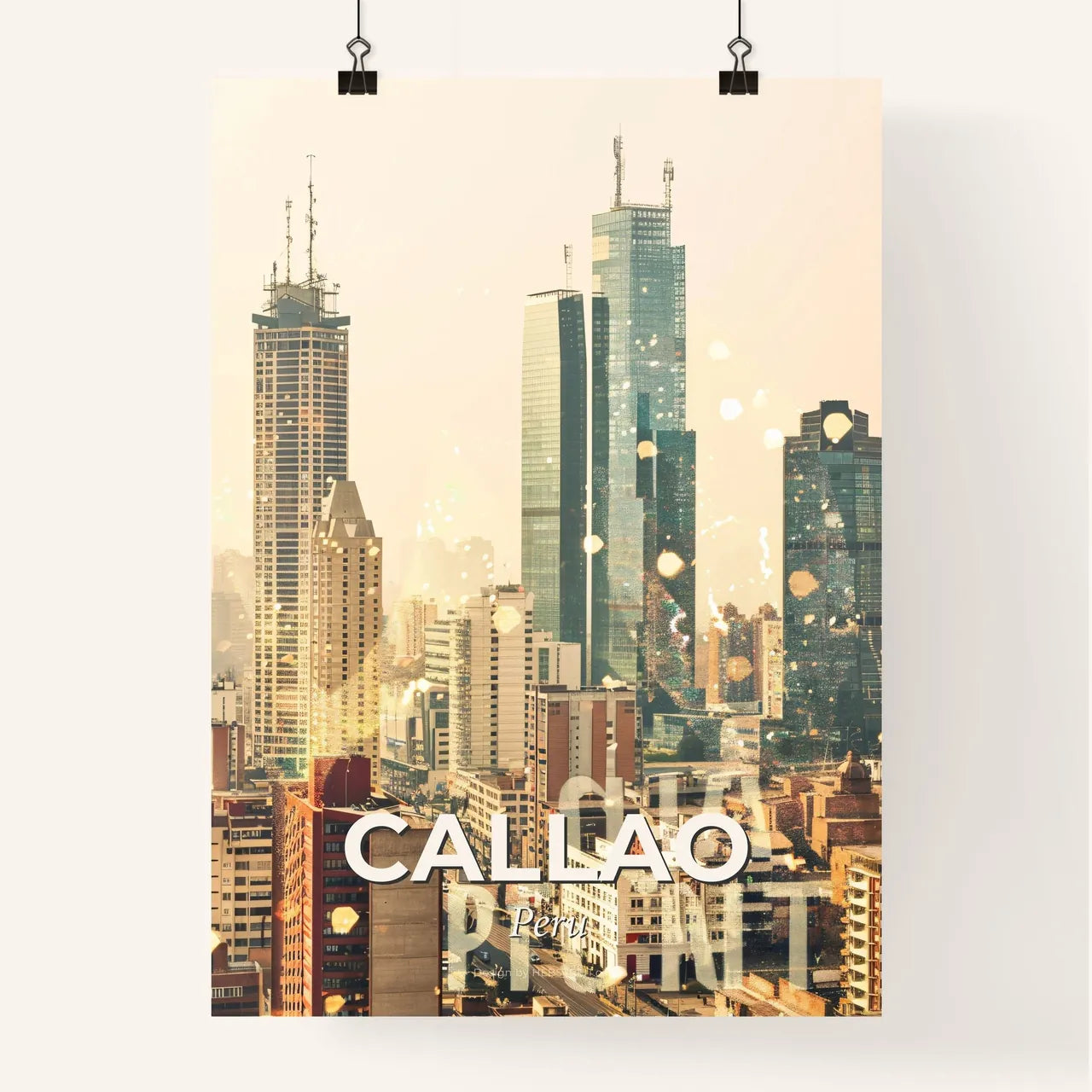 Callao Skyline Double Exposure Composite Art Poster
