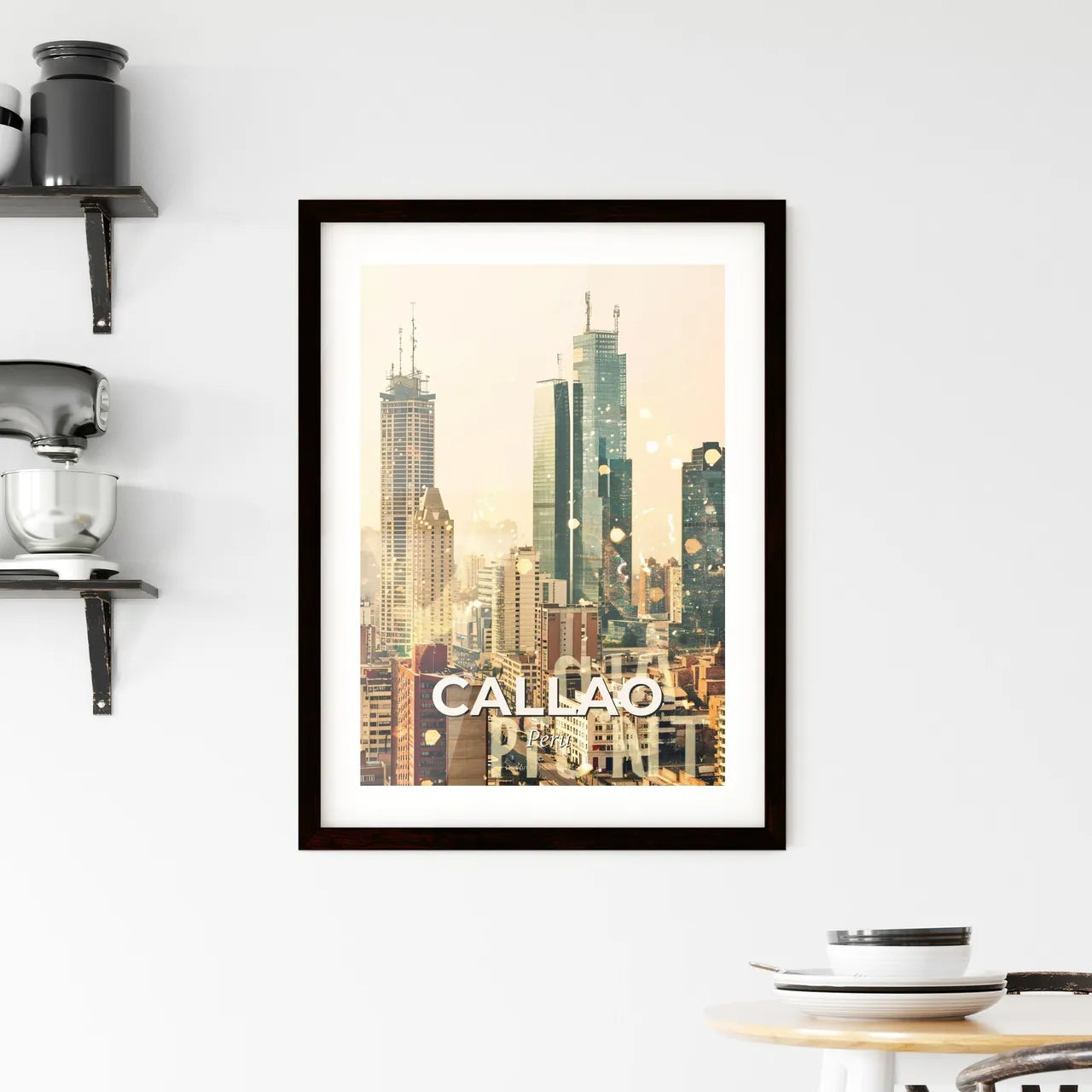 Callao Skyline Double Exposure Composite Art Framed Print