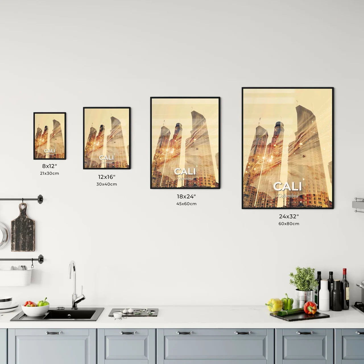 Cali Skyline Architecture Double Exposure Art Office Art