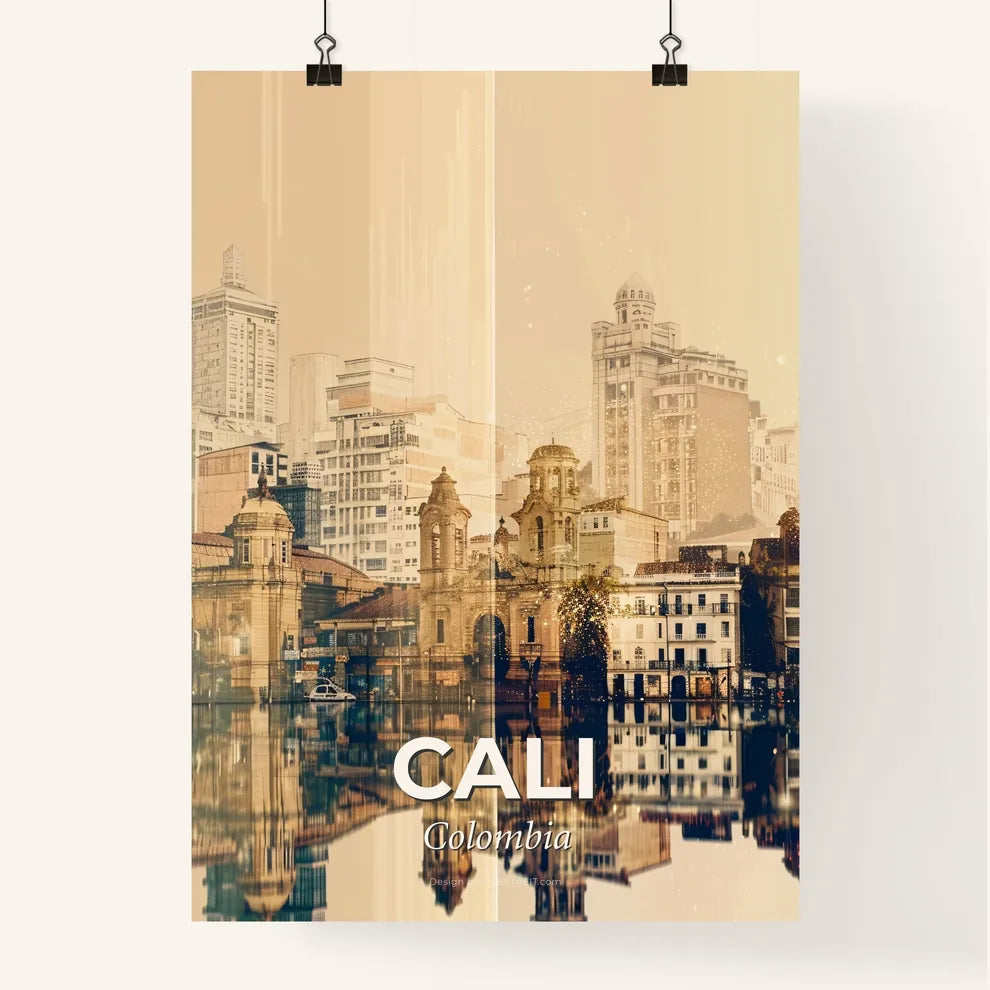 Cali Skyline Architecture Double Exposure Art Poster Poster