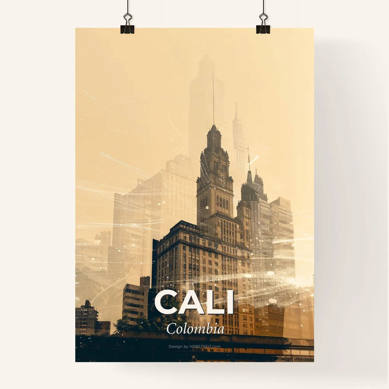 Cali Cityscape Panorama Art Poster Poster
