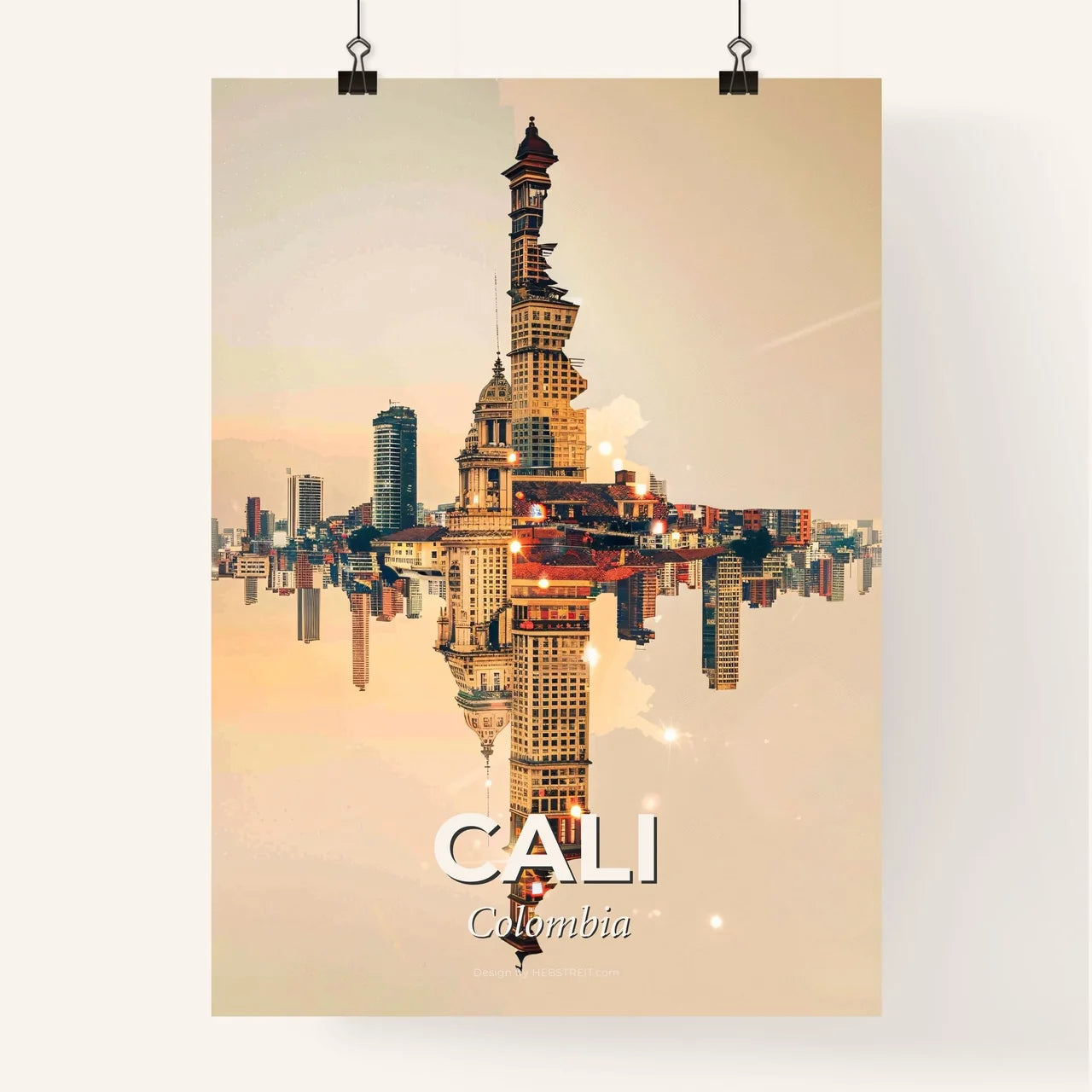 Cali City Skyline Art Print with Local Architecture Poster