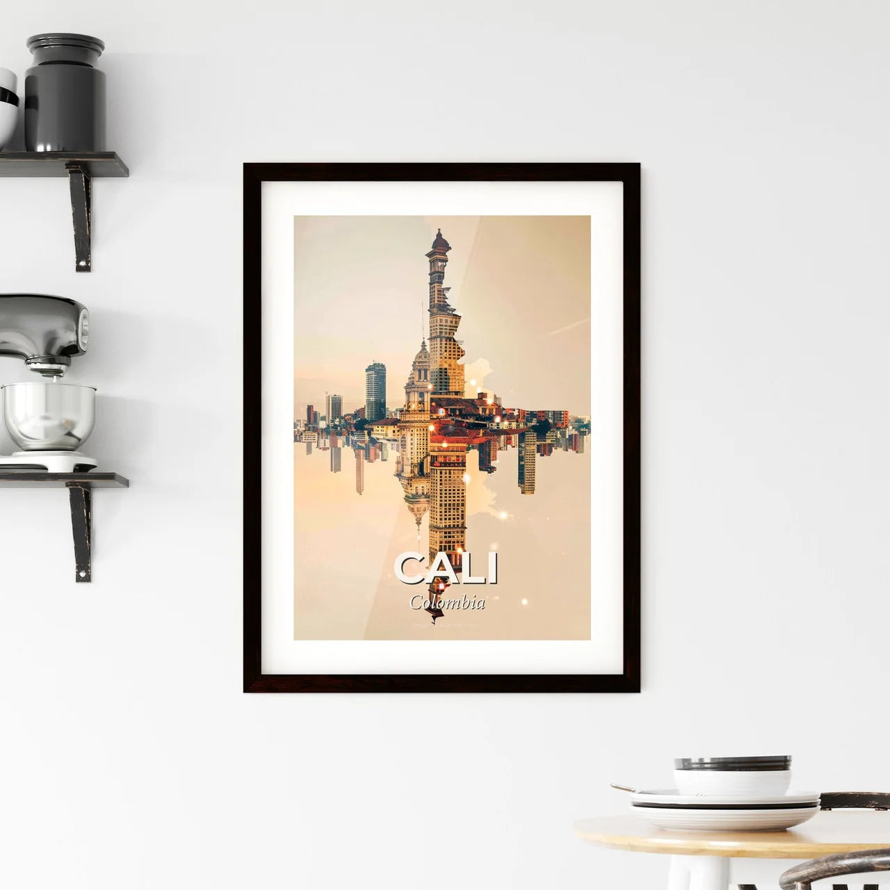 Cali City Skyline Art Print with Local Architecture Framed Print
