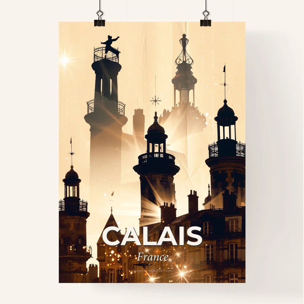 Calais Skyline Silhouettes Composite Art Poster Poster