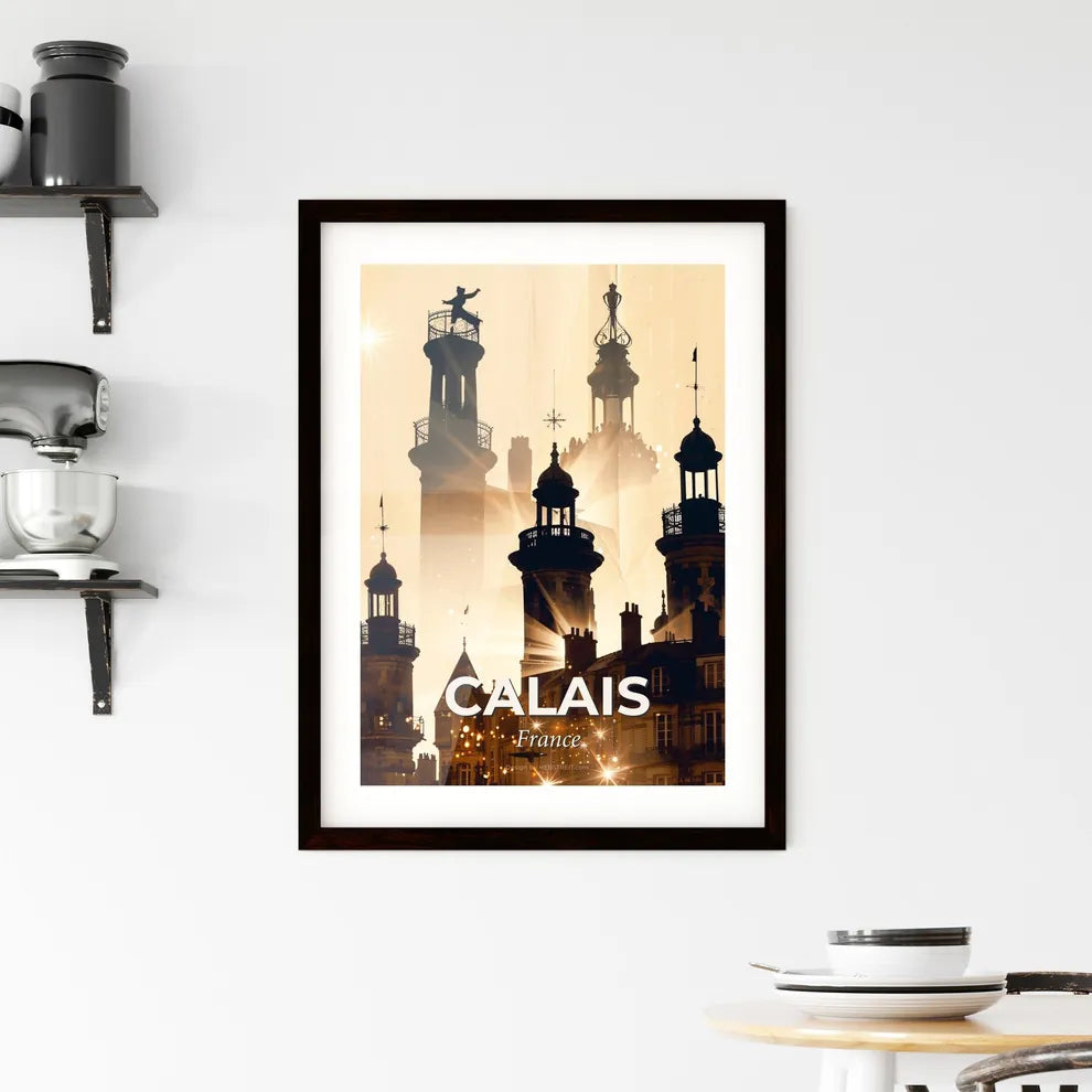 Calais Skyline Silhouettes Composite Art Poster Framed Print