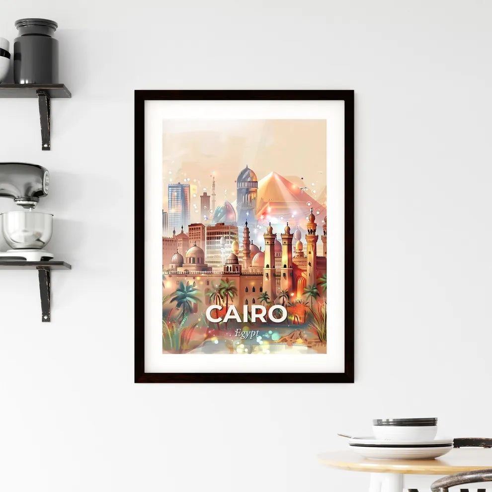 Cairo: Skyline Double Exposure Art Framed Print