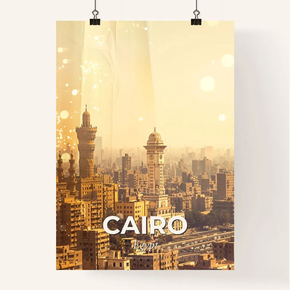 Cairo Skyline Architecture Composite Bright Beige Poster