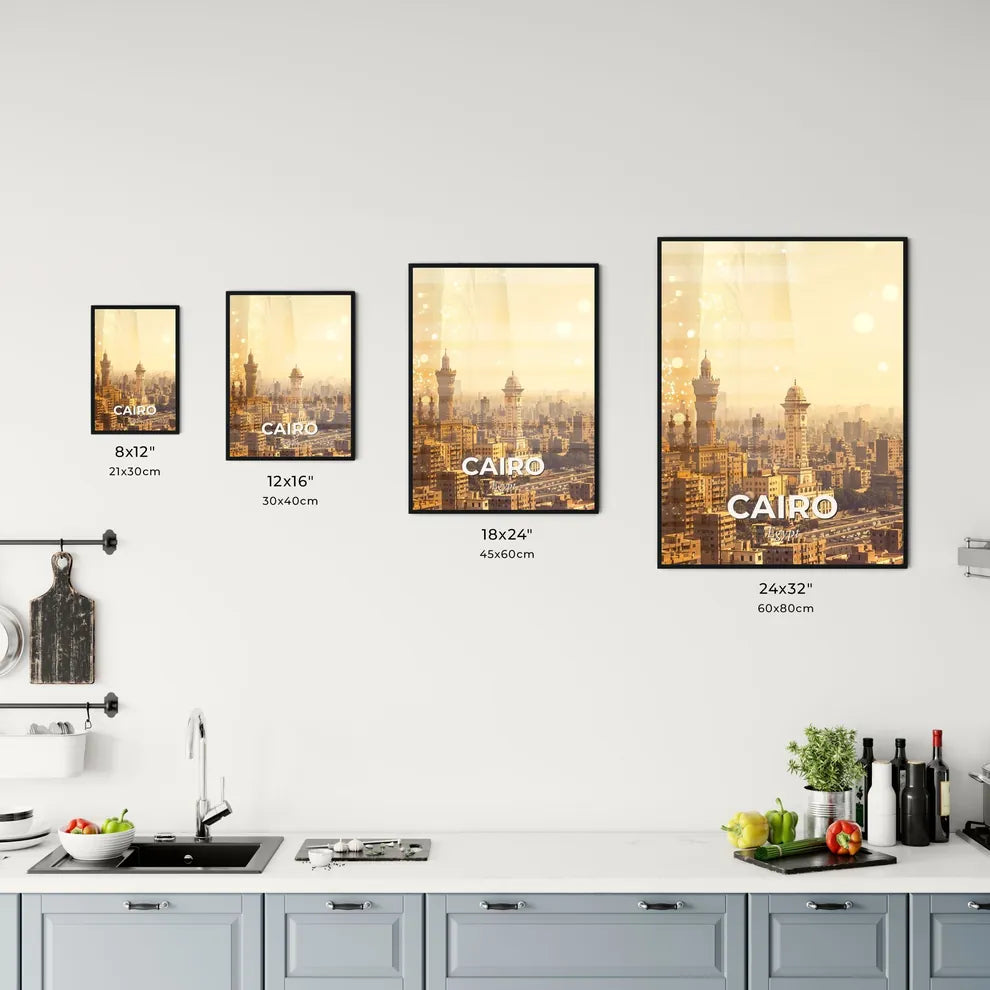 Cairo Skyline Architecture Composite Bright Beige Office Art