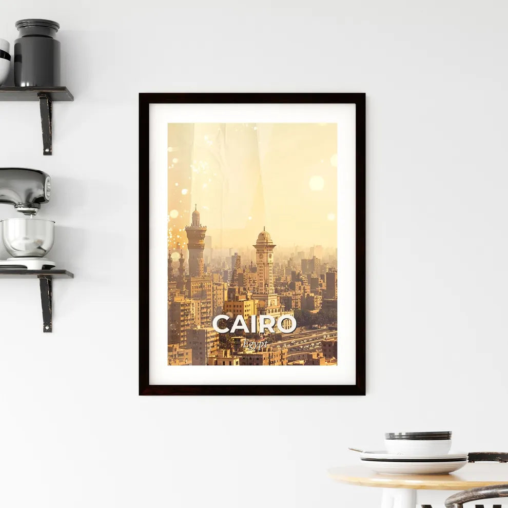 Cairo Skyline Architecture Composite Bright Beige Framed Print