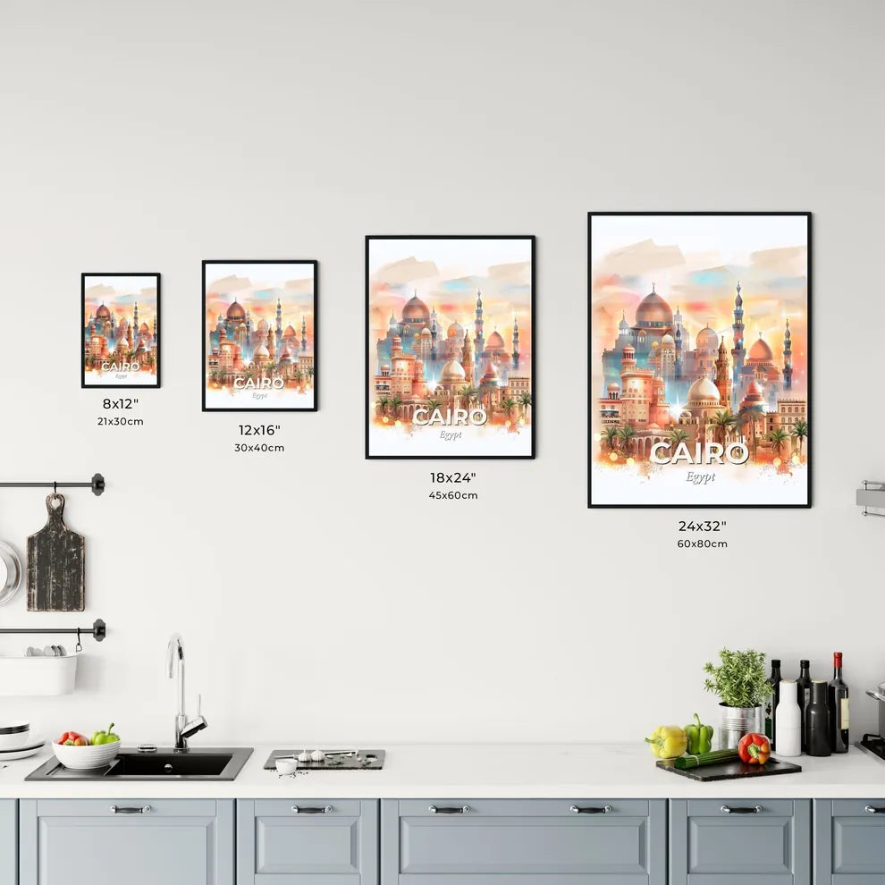Cairo City Skyline, Double Exposure, Bright Beige Office Art