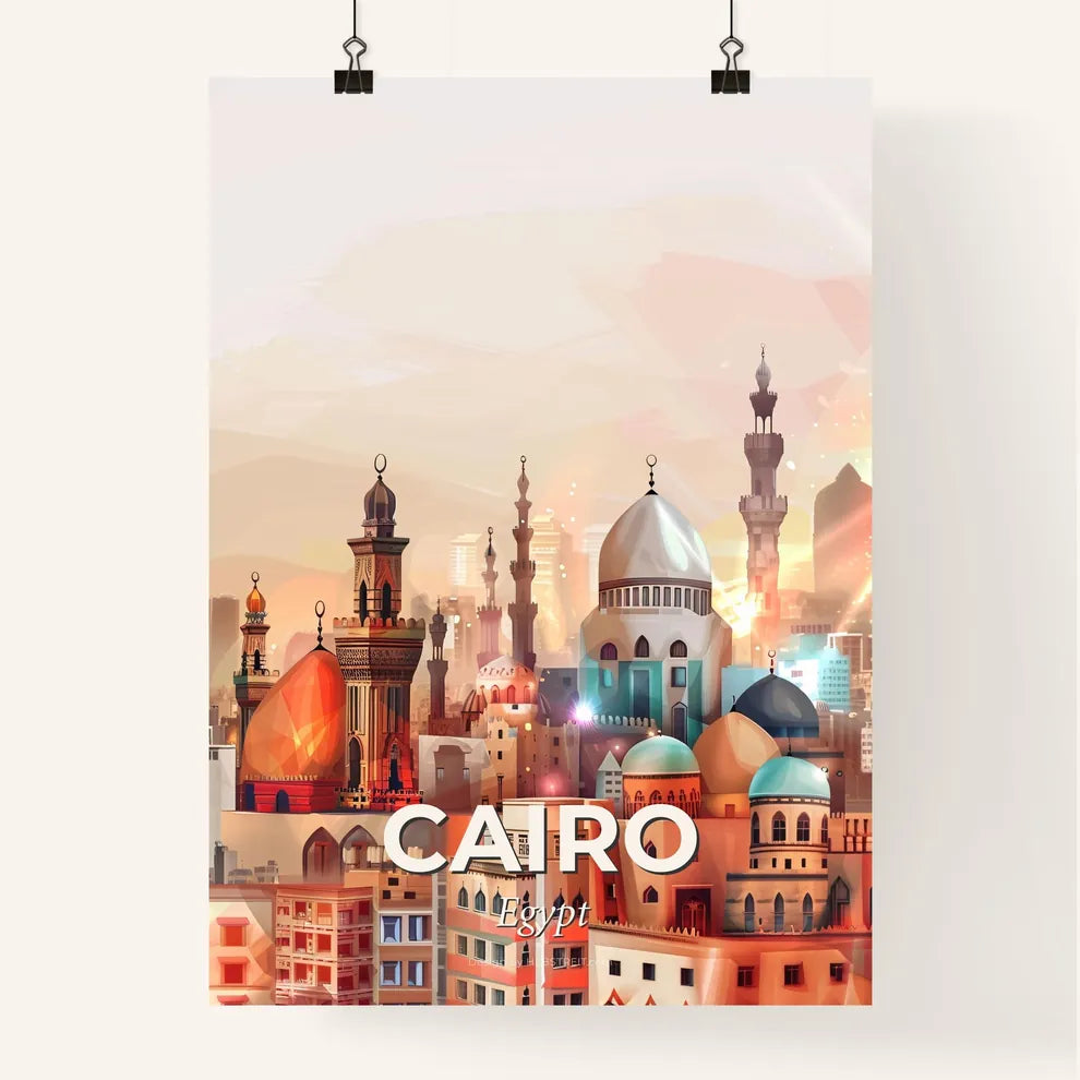 Cairo Skyline Architecture Cityscape Colorful Wall Art Poster