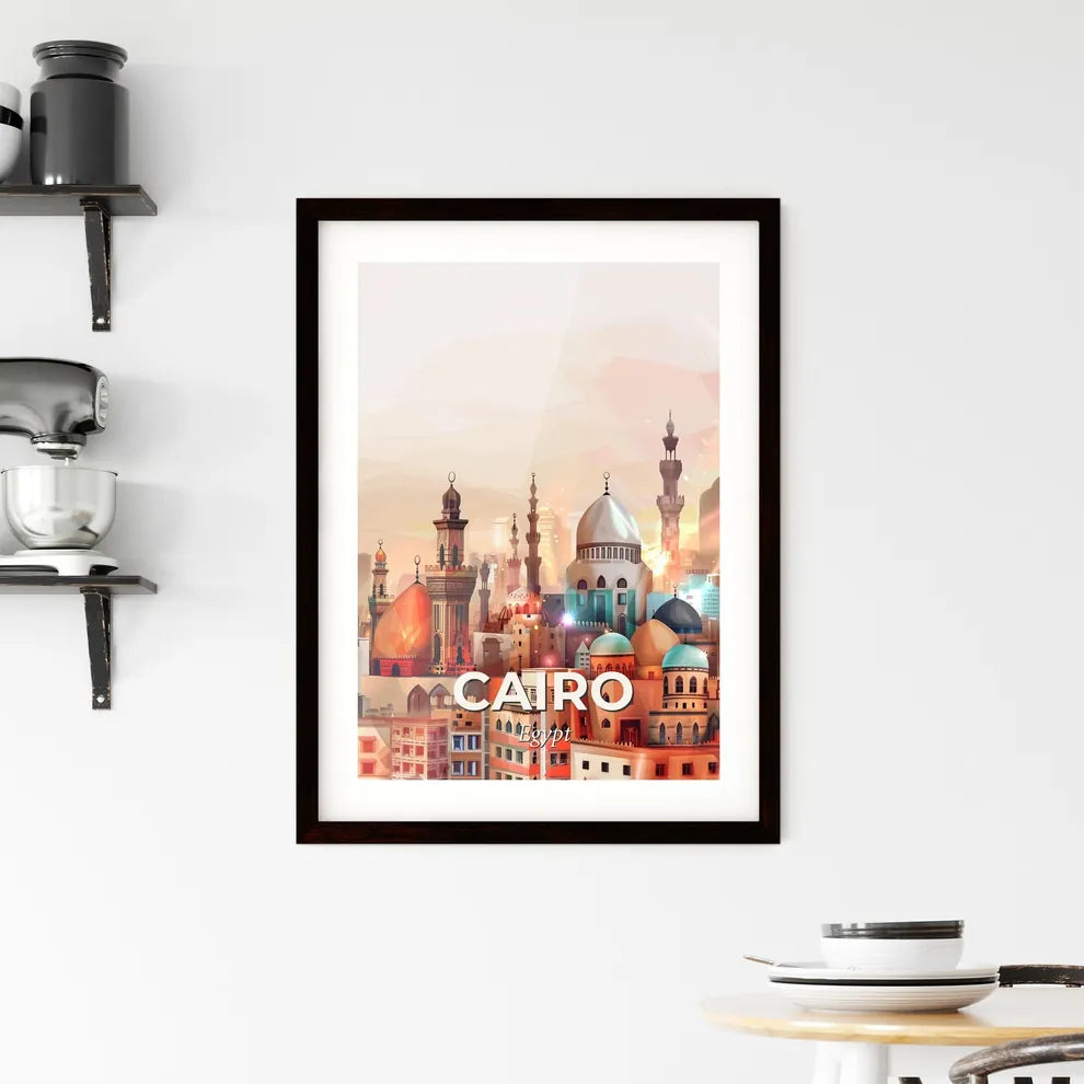 Cairo Skyline Architecture Cityscape Colorful Wall Art Framed Print