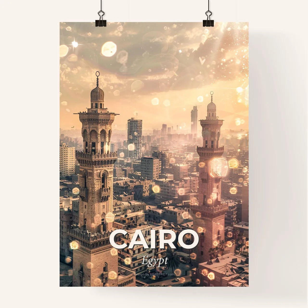 Cairo Skyline Double Exposure Iconic Poster Poster