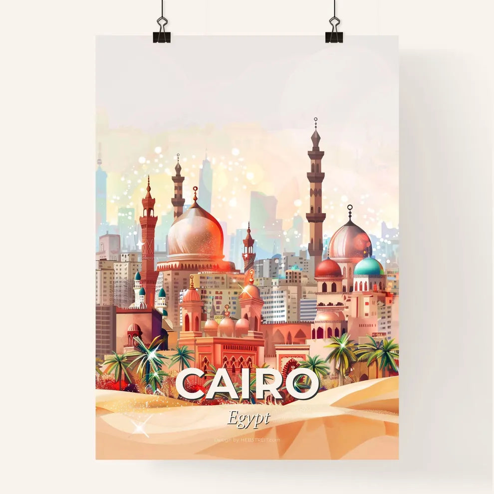 Cairo Skyline Double Exposure Art Poster Poster
