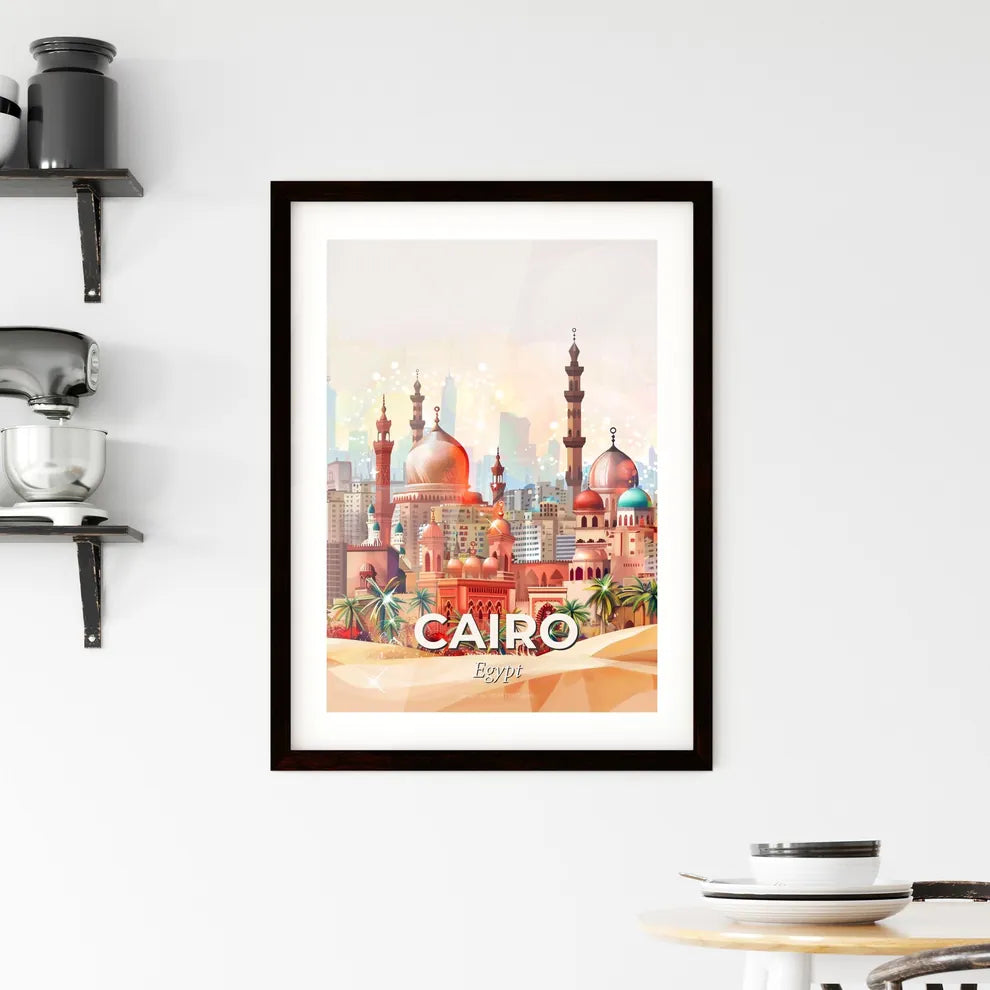 Cairo Skyline Double Exposure Art Poster Framed Print