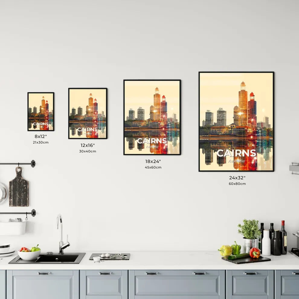 Cairns Skyline Double Exposure Icon Art Poster Office Art