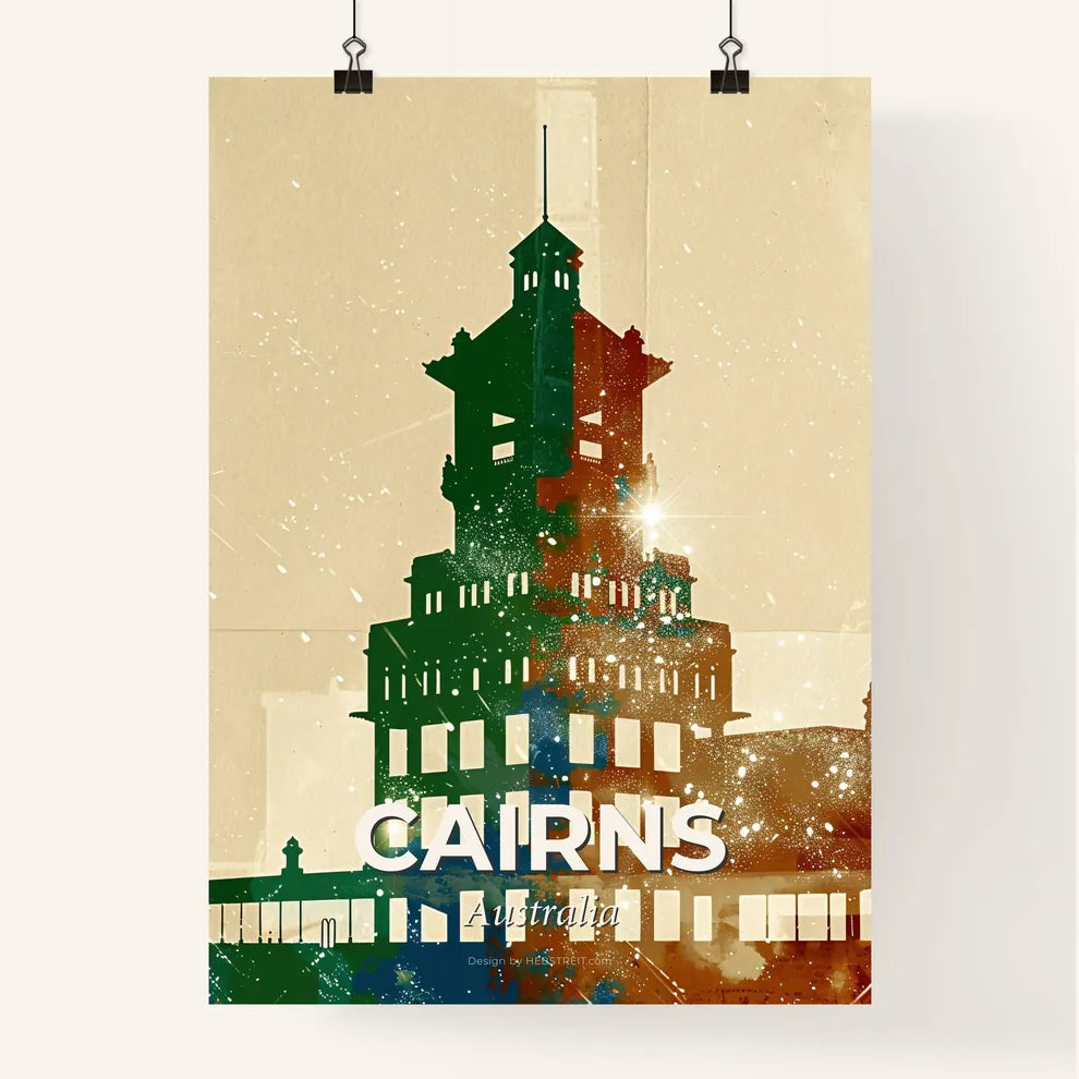 Cairns Cityscape Art Deco Poster Poster