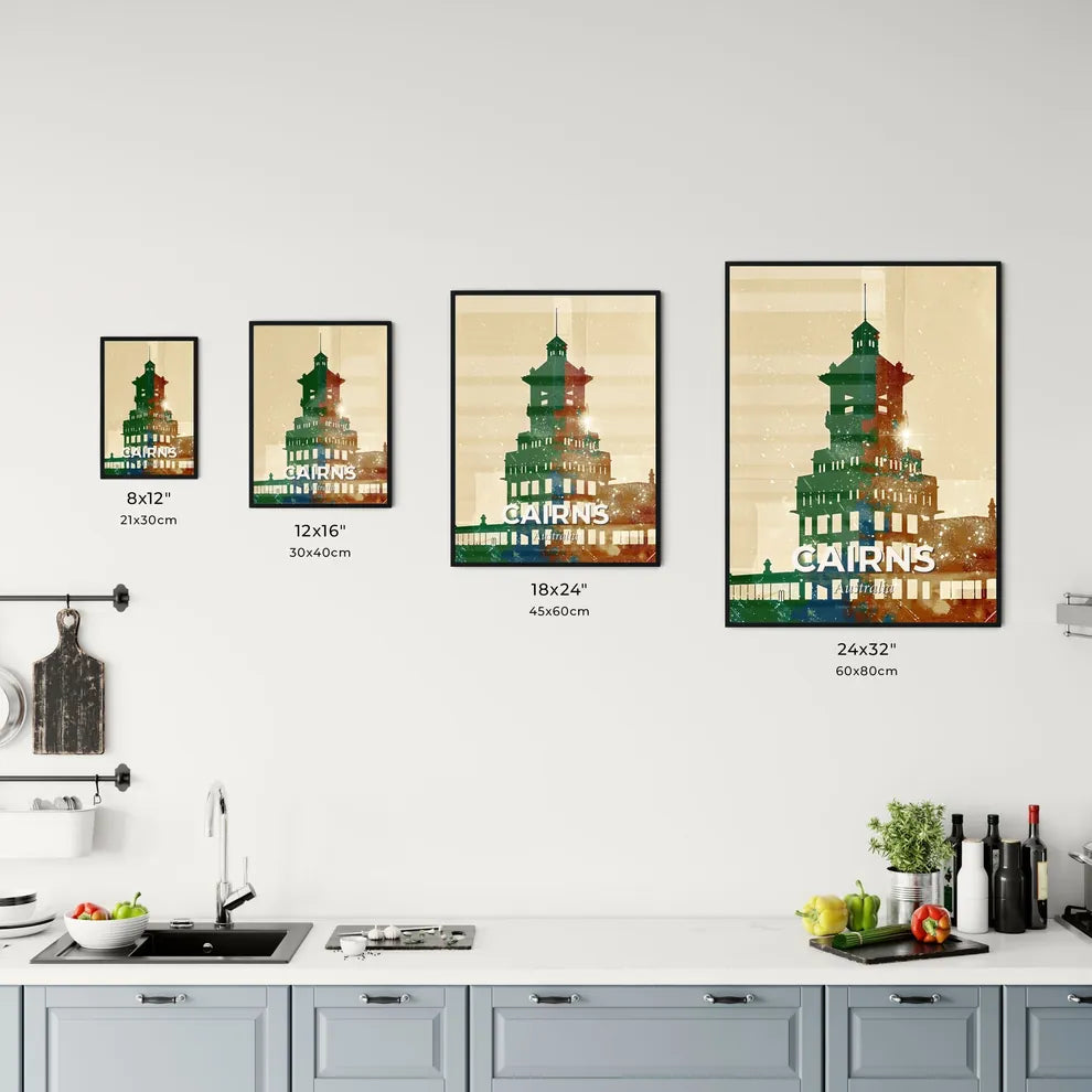 Cairns Cityscape Art Deco Poster Office Art