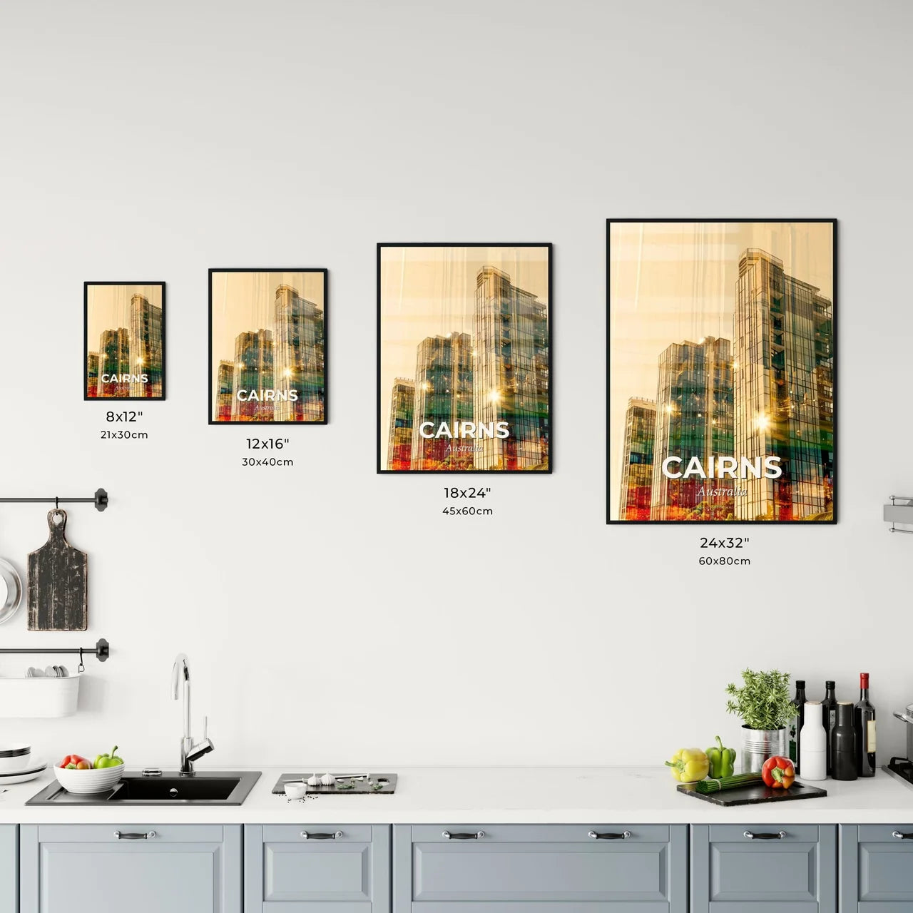 Cairns Double Exposure Skyline Artwork with Sparkles Office Art