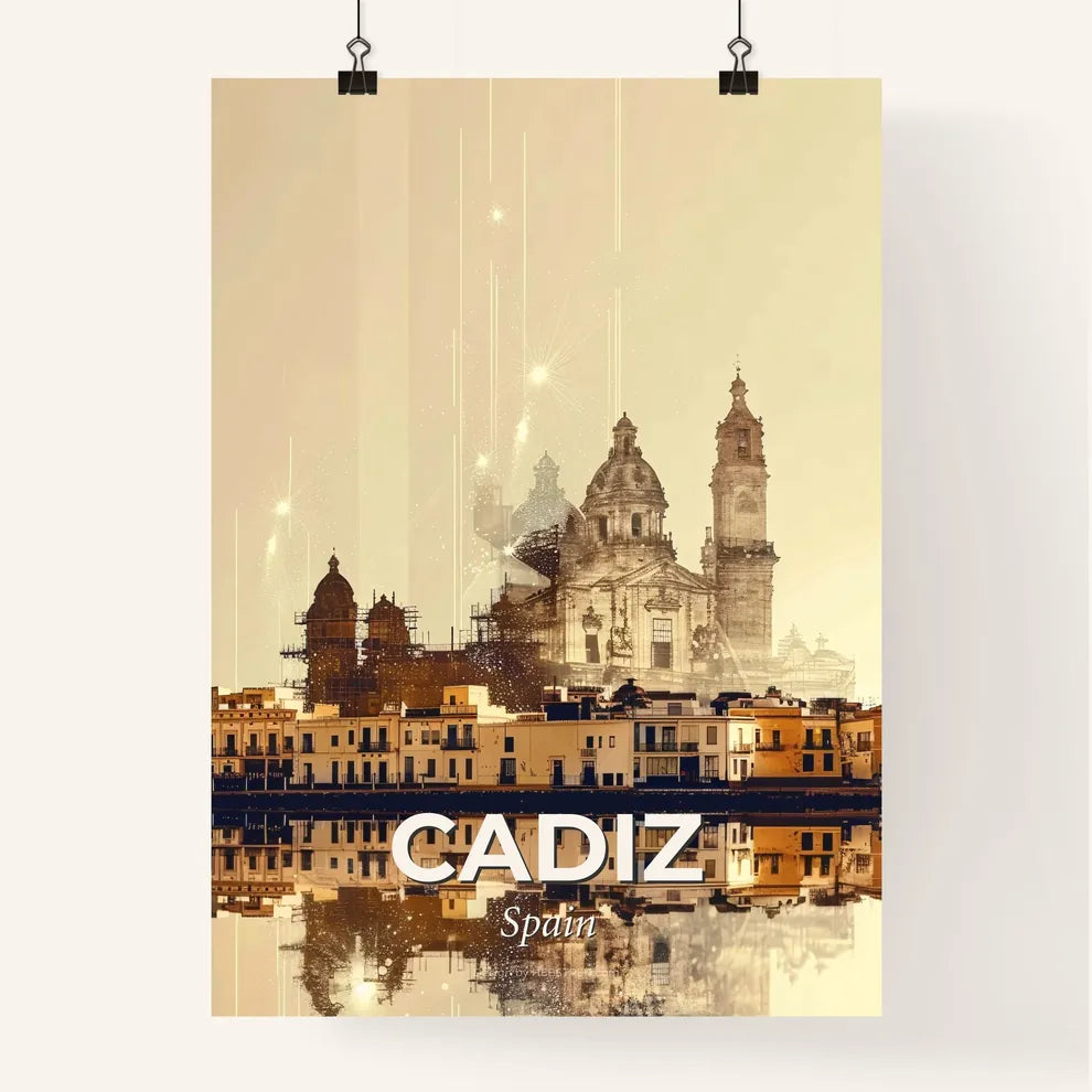 Cadiz City Skyline Double Exposure Poster Art Poster