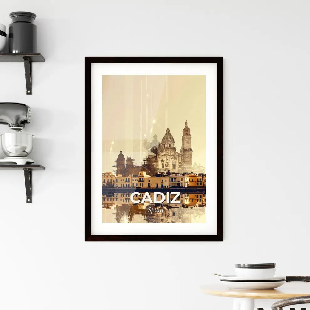 Cadiz City Skyline Double Exposure Poster Art Framed Print