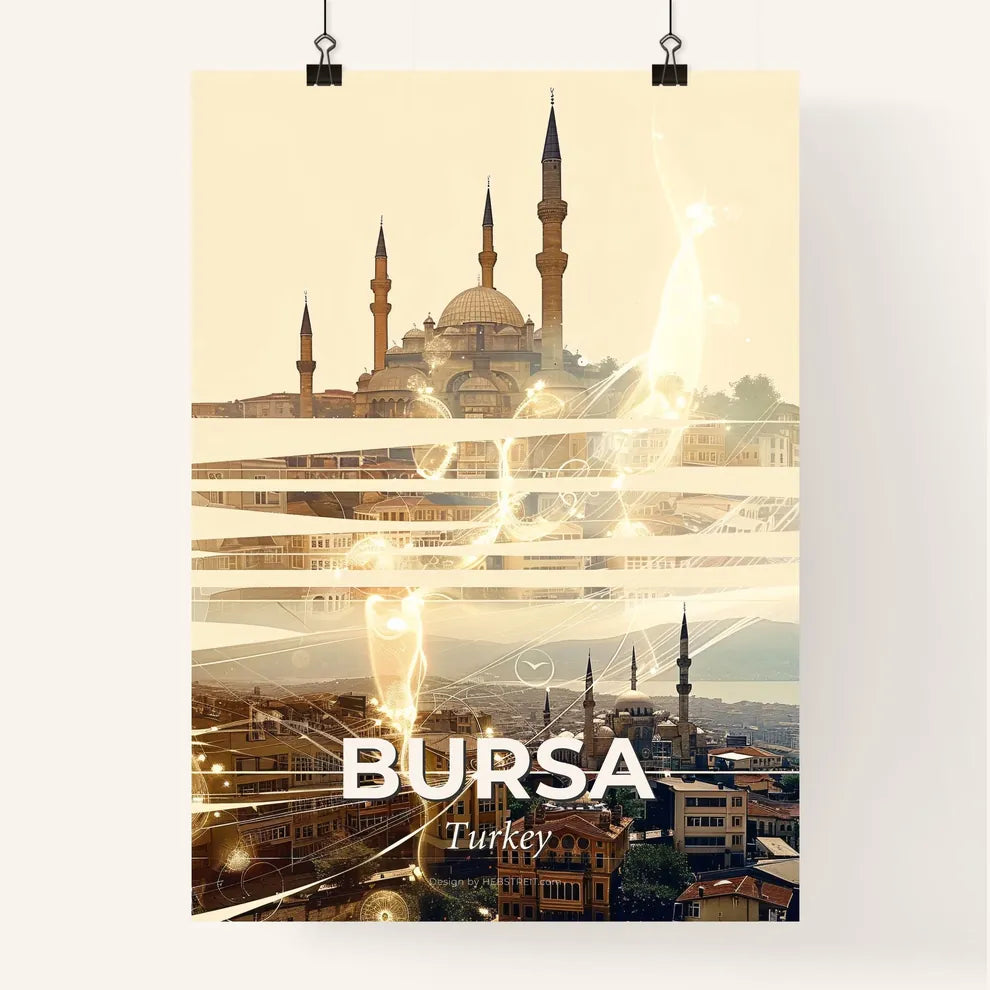 Bursa City Skyline Poster Art with Icons Poster