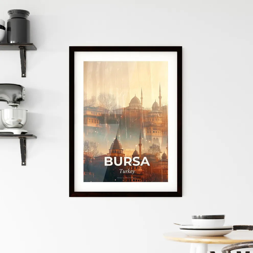 Bursa Cityscape Double Exposure Skyline Art Framed Print