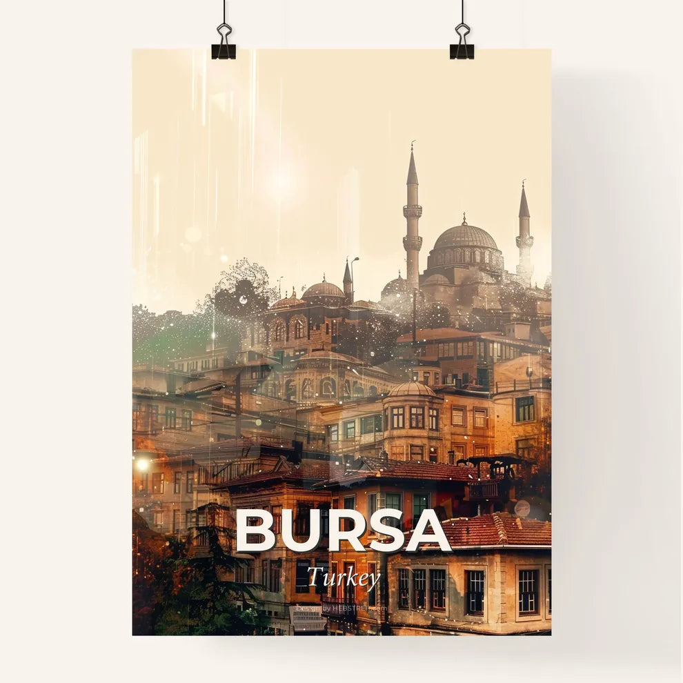 Bursa Horizon: City Icons on Beige Poster