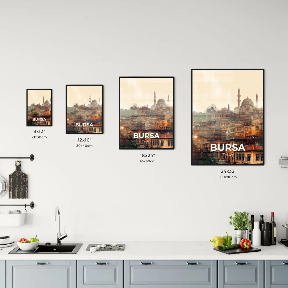 Bursa Horizon: City Icons on Beige Office Art