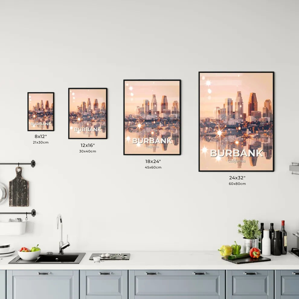 Burbank Skyline Composite Art City Iconic Architecture Office Art